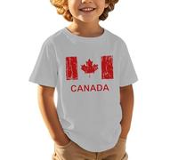 Journée nationale canadienne européenne, jour de l'indépendance, imprimé feuille d'érable, décontracté, confortable, tendance, sportif, t-shirt à manches courtes pour enfants, Gris clair., 10-11 ans