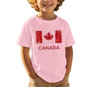 Journée nationale canadienne européenne, jour de l'indépendance, imprimé feuille d'érable, décontracté, confortable, tendance, sportif, t-shirt à manches courtes pour enfants, Rose, 3-4 ans