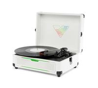 Journey Glow - Platine Vinyle Valise Lumineuse - 18 Effets Lumineux RGB, Modes de Pulsation Musicale, Haut-parleurs stéréo avec Basses améliorées, entrée et Sortie Bluetooth (Blanc)