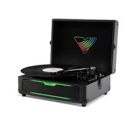 Journey Glow - Platine Vinyle Valise Portable Bluetooth avec Haut-parleurs stéréo et Basses renforcées - 18 Effets Lumineux LED RGB et Modes de Pulsation Musicale (Noir)