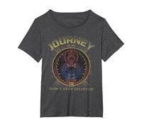 Journey Gold Don't Stop Believin' Scarab Logo Vintage Band T-Shirt, Femme Grandes Tailles, Chiné Foncé, 3X