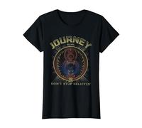 Journey Gold Don't Stop Believin' Scarab Logo Vintage Band T-Shirt, Femme, Noir, XS