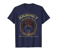 Journey Gold Don't Stop Believin' Scarab Logo Vintage Band T-Shirt, Homme, Bleu Marine, XL