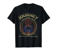 Journey Gold Don't Stop Believin' Scarab Logo Vintage Band T-Shirt, Homme, Noir, 6XL