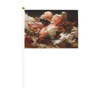 Journey to the Dreamland - Lot de 6 et 12 mini drapeaux durables sur bâtons pour cour, jardin et décoration extérieure - 14 x 21