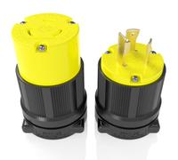 Journeyman-Pro NEMA L6-30 Jeu de fiches et connecteurs NEMA L6-30R & L6-30P, 30A, 250 V, Prise de prise de verrouillage de qualité industrielle noire, mise à la terre de 7500 Watts noir