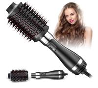 Journeyside Brosse Soufflante,One-step Sèche-cheveux Volumisant, 4-en-1 Brosse à air Chaud Grand, Brosse Cheveux Brushing Electrique, PTC Thermal Brush avec 3 Températures pour Sécher,Lisser,Volumiser