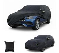 Journeyside Housse de Voiture Universelle pour SUV Compact, Bâche Voiture Housse Extérieure 190T Imperméable, Résistante Neige/Poussière/Coupe-Vent, Noire, Dimensions : 4.85 * 1.9 * 1.85m