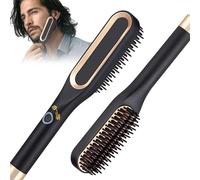 Journeyside Lisseur Barbe Homme,Lisseur Cheveux Homme, Brosse Lissante Barbe,Lisseur Barbe 2 en 1,3 Températures Réglables 160℃-220℃,Lisse les Frisottis, pour Modelage de la Barbe et Cheveux