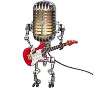 JOUSE Lampe de Bureau Robot Microphone Vintage de Style Rétro, Lampe à Variateur Tactile Robot Vintage, Lampe de Table Durable, Installation Facile, Facile à Utiliser Rouge