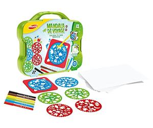 Joustra - Mallette Mandala de Voyage - 6 Mandalas + 10 Feutres + Feuilles A5 - pour Réaliser +200 Dessins - Loisirs Créatifs pour Enfants dès 5 Ans