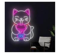 Jovarel Lumière néon D'Ambiance Apaisante Lampe Panneau Néon pour Chat Buvant du Thé Boba, Alimenté par, Lumière Adaptée Au Café(A,40cmx80cm)
