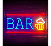 Jovarel Lumière néon Enseigne lumineuse « Bière » au néon pour décoration murale, idéale pour un bar, club, bistro ou une fête (25 × 42 cm)