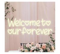 Jovarel Lumière néon Enseigne lumineuse LED « Bienvenue dans notre éternité » Décoration murale pour mariage 42 x 17 cm(Jaune)