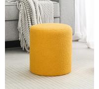 Joveco Ottomane ronde moderne avec siège rembourré doux, repose-pieds rembourré pour maquillage, salon, chambre à coucher, bureau à domicile, jaune