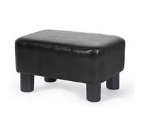 Joveco Petit repose-pieds ottoman moderne rectangulaire pour salon, chambre à coucher (cuir synthétique noir)