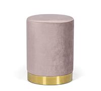 Joveco Pouf rond en velours rembourré avec base en métal doré, chaise de maquillage rembourrée moderne pour chambre à coucher, salon (rose)