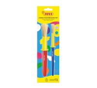 Jovi - Brosses d'école, Ensemble blister 1 brosse d'école moyenne + 1 épaisse, Poils naturels et manche en plastique, Anti-goutte et facile à nettoyer, Avec couronne pour éviter de rouler (8184)