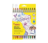 Jovi BRUSH MARKER - Feutres Lettering avec double pointe pinceau, étui de 12 couleurs (1312DP)