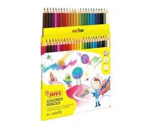 Jovi - Crayons de Couleur, Boîte de 24 crayons hexagonaux, Couleurs vives | Grand pouvoir couvrant, Idéal pour dessiner et colorier, Pointe résistante, Sans gluten