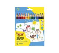 Jovi - Crayons de couleur MAXI, Boîte de 12 crayons hexagonaux, Couleurs vives, Grand pouvoir couvrant, Idéal pour dessiner et colorier, Pointe résistante, Sans gluten (735/12)