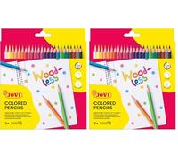 Jovi - Crayons de couleur sans bois, Étui de 24 crayons triangulaires sans bois, Couleurs vives et intenses, Idéal pour dessiner et colorier, Pointe résistante, Sans gluten (734/24) (Lot de 2)