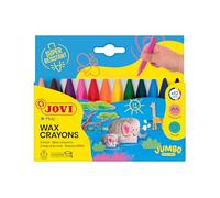 Jovi - Crayons Jumbo Easy Grip, Étui de 12 crayons triangulaires, Couleurs assorties, Super résistant et performant, Sans gluten (973/12)