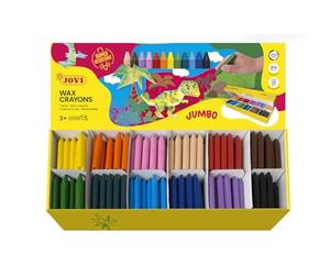 Jovi - Crayons Jumbo ronds, Boîte de 300 unités, Couleurs assorties | Trait lisse et uniforme, Résistant et performant, Sans gluten