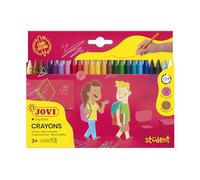Jovi - Crayons Student, Boîte de 24 crayons en plastique, Couleurs assorties, Idéal dès 3 ans, Résistant et performant, Sans Gluten (926)