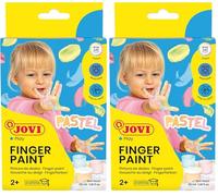 Jovi - Finger Paint, Peinture au doigt, Caisse de 6 pots 35 ml, Couleurs pastel, 100% lavable, A base d'ingrédients naturels, Sans gluten (540P) (Lot de 2)