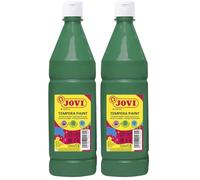 Jovi - Gouache liquide, bouteille de 1L, Couleur vert foncé, Peinture à base d'ingrédients naturels, Facile à laver, Sans gluten, Idéal pour l'école (51119) (Lot de 2)