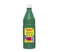Jovi - Gouache liquide, bouteille de 1L, Couleur vert foncé | Peinture à base d'ingrédients naturels, Facile à laver, Sans gluten, Idéal pour l'école