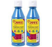 Jovi - Gouache Liquide, Bouteille de 250ml, Couleur Bleu Clair, Peinture à Base d'ingrédients naturels, Facile à Laver, sans Gluten, idéal pour l'école (Lot de 2)