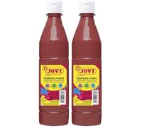 Jovi - Gouache liquide, bouteille de 500ml, Couleur marron, Peinture à base d'ingrédients naturels, Facile à laver, Sans gluten, Idéal pour l'école (Lot de 2)