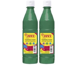 Jovi - Gouache liquide, bouteille de 500ml, Couleur vert foncé, Peinture à base d'ingrédients naturels, Facile à laver, Sans gluten, Idéal pour l'école (Lot de 2)