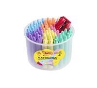 Jovi - Jumbo crayons de cire, boîte de 60 crayons de cire épais et arrondis + taille-crayon, couleurs pastel, super fort, ne tache pas (980/60P)