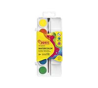 Jovi - Kit Aquarelle avec Pinceau, 6 godets 22mm, Couleurs Brillantes et Intenses, Peinture facile à diluer à l'eau et à séchage rapide, Sans Gluten (800/6)