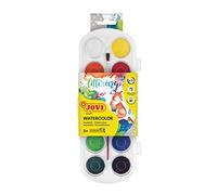 Jovi - Kit d'Aquarelles avec Pinceau, 12 godets de 30mm, Couleurs Brillantes et Intenses, Peinture facile à diluer à l'eau et à séchage rapide, Sans Gluten (830/12)