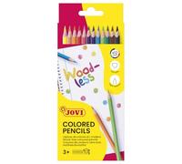 Jovi Crayons de couleur Woodless Lot 12 – Forme ergonomique, Couleurs vives, Pointe résistante