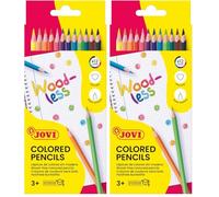 Jovi - Lot de 24 crayons de couleur Woodless, Forme ergonomique, Couleurs vives et intenses, Idéals pour dessiner et colorier, Pointe rñesistante (734/12)