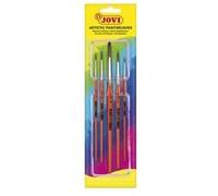 Jovi - Pinceaux artistiques calibrés à Pointe Arrondie, Blister de 5 pièces, Poils naturels Doux et Manche en Bois, Tailles 0, 4, 6, 8 et 12 (8185)