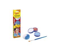 Jovi - Maquillage pour Enfants Adventure, Étui de 3 flacons de 8 ML, crème, Couleurs Blanc, Rouge et Bleu Clair, Comprend Une éponge de Maquillage et Un Pinceau Plat