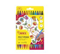 Jovi - Marqueurs à double pointe, Étui de 12 marqueurs, Couleurs assorties, Pointe très solide et résistante (1512)