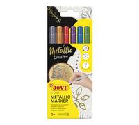 Jovi - Marqueurs METALIC, 6 marqueurs, Couleurs assorties effet métallique | Pointe très solide et résistante