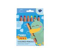 Jovi MY FIRST Lot de 6 crayons de couleur extra épais pour enfants à partir de 12 mois, Coloured Pencil 4 en 1, couleurs assorties + 1 taille-crayon (731/6)