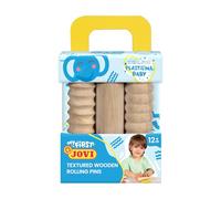 Jovi Pâte à modeler Baby - 3 rouleaux en bois, motifs différents, outils de modélisation pour enfants à partir de 12 mois (379/3RP)