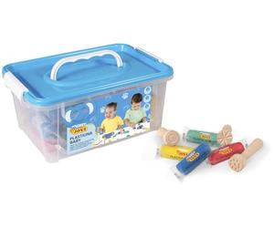 Jovi - Pâte à modeler Baby, Coffre avec 20 comprimés de 38 g de couleurs rouge, vert, bleu et jaune + 9 tampons en bois, outils de modelage pour enfants à partir de 12 mois
