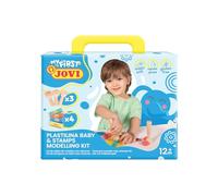 Jovi Pâte à modeler Baby - Mon premier kit de modélisation, barres de 38 g, 4 couleurs assorties + 3 tampons en bois, sans gluten, ne sèche pas, pour enfants à partir de 12 mois (374WS)