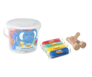 Jovi - Pâte à modeler extra-sople, Plastilina baby, ne se dessèche pas, 8 x 38gr, 4 couleurs + 3 tampons en bois
