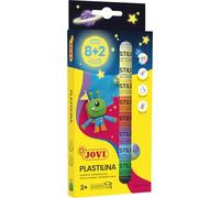 Jovi Pâte à Modeler Qui Brille dans Le Noir - Coffret avec 10 Barres de 15 grammes, Couleurs Assorties 8 Basiques + 2 phosphorescents, sans Gluten (90/10G)